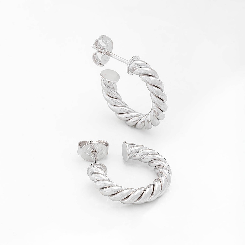 Brinco Tordu Ródio Branco